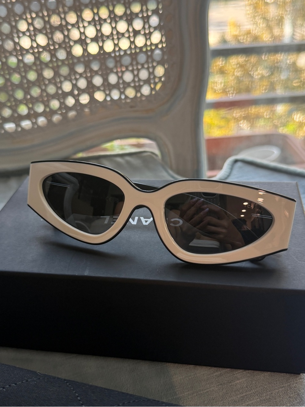 Authentic Brand New CHANEL Black and white Sunglasses 6056